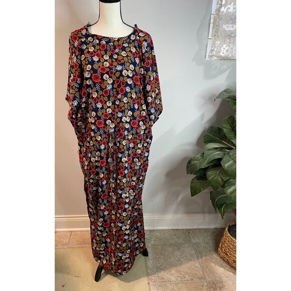Paula Blouse Floral Caftan Dress With Pockets - Multicolor Print - Picture 2 of 12